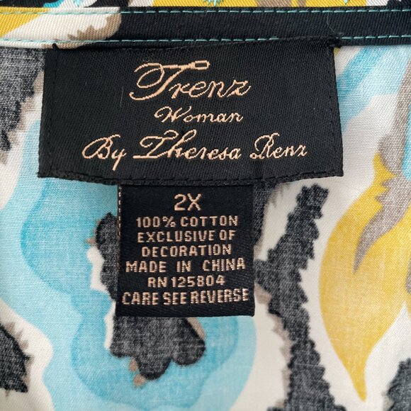 Trenz By Theresa Renz Womens Multicolor Embroider Abstract Vibrant Jacket Sz 2X - Picture 2 of 7